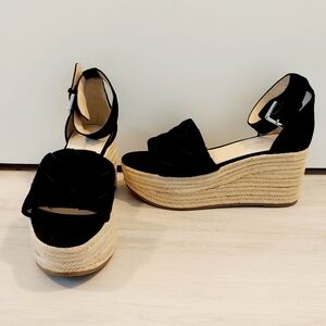 Marc Fisher Black Espadrille Wedge Sandals